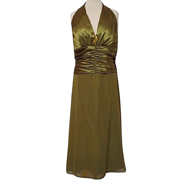 JS Boutique Dresses & Skirts - JS Boutique Sage Chiffon/Satin Halter Dress NEW Sz. 16